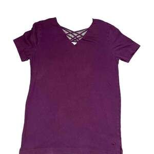Victoria's Secret PINK V-Neck Short Sleeve T-Shirt Burgundy Women's XS